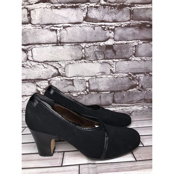 Taryn Rose Black Textile Leather Trim Closed High Heels Women’s Sz 39EU/8.5M US - Picture 3 of 16